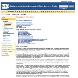 Narcolepsy Fact Sheet: National Institute of Neurological Disorders and Stroke (NINDS)