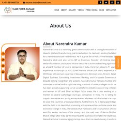 Narendra Kumar is Politician, Founder of Hindrise social welfare foundation.