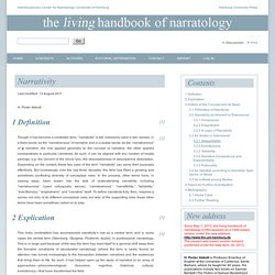 Narrativity - the living handbook of narratology