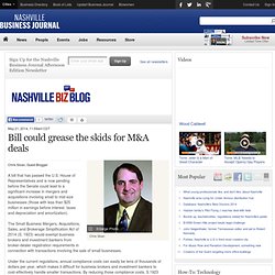 Bill could grease the skids for M&A deals - Nashville Business Journal