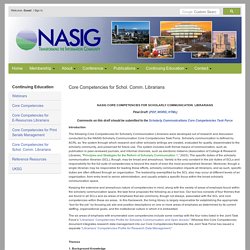 NASIG Core Competencies for Scholarly Communication Librarians -