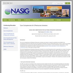 NASIG NASIG Core Competencies for Electronic Resources Librarians -