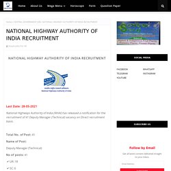 NATIONAL HIGHWAY AUTHORITY OF INDIA RECRUITMENT