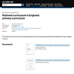 National curriculum in England: primary curriculum