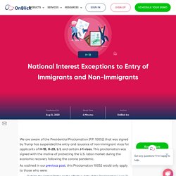 National Interest Exceptions to Entry of Immigrants & Non-Immigrants