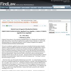 FIRST UNION NATIONAL BANK v. TURNEY, No. 1D00-2803., February 13, 2002 - FL District Court of Appeal