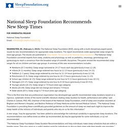 National Sleep Foundation Recommends New Sleep Times