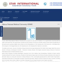 Odessa National Medical University ONMU - Star International Study Abroad / Consultants / Travels