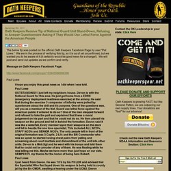 Blog Archive » Oath Keepers Receive Tip of National Guard Unit Stand-Down, Refusing to Answer Questionaire Asking if They Would Use Force Against the American People