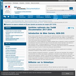 Synthèse nationale des TraAM Documentation 2017-2018 — Documentation (CDI)