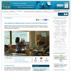 L'Agence nationale des Usages des TICE - Journalisme et tablettes pour le cycle 3 de l'école de Séranon