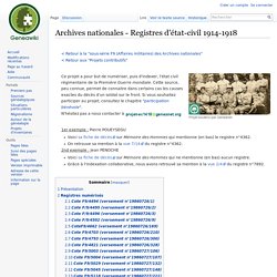 Archives nationales - Registres d'état-civil 1914-1918 — GeneaWiki