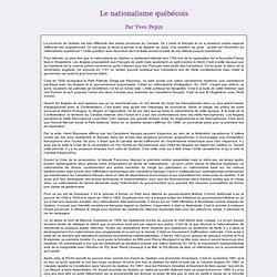 Le nationalisme québécois - Yves Pépin