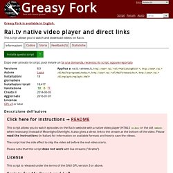 Rai.tv native video player and direct links