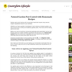 Organic Pesticides, Homemade Pesticides and Insecticides for Natural Pest Control