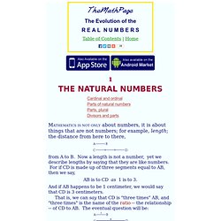 The natural numbers. Evolution of the real numbers.