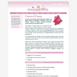Causes of cancer: overview of all Healing Cancer Naturally's sections and pages related to suggested and "proven" factors in the causation of cancer, including emotional, mental, spiritual and energetic factors.