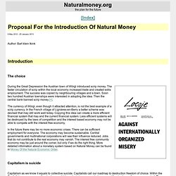 Proposal For the Introduction Of Natural Money
