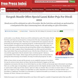 Navgrah Mandir Offers Special Laxmi Kuber Puja For Diwali 2012