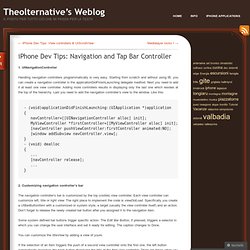 iPhone Dev Tips: Navigation and Tap Bar Controller « Theolternative’s Weblog