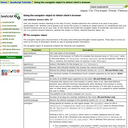 Using the navigator object to detect client's browser