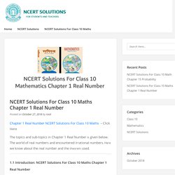 NCERT Solutions For Class 10 Maths Chapter 1 Real Number