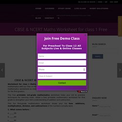 CBSE & NCERT Worksheet for class 1 Maths worksheet & 1 Grade Worksheets