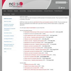 NCIRS - fact sheets. National Centre for Immunization Research and Surveillance