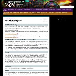 NCSM - Position Papers