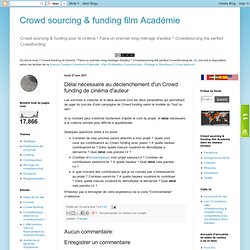 Délai nécessaire au déclenchement d'un Crowd funding de cinéma d'auteur