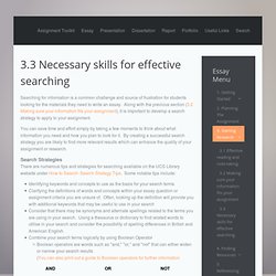Necessary skills for effective searching