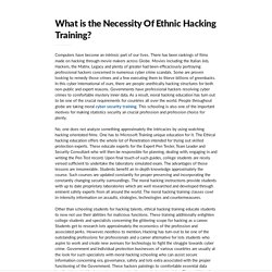 What is the Necessity Of Ethnic Hacking Training?