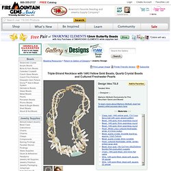 Triple-Strand Necklace with 14Kt Yellow Gold Beads, Quartz Crystal Beads and Cultured Freshwater Pearls