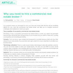 Why you need to hire a commercial real estate broker ?