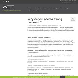 Why do you need a strong password? - Act Systems