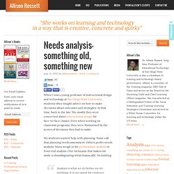 Needs analysis– something old, something new