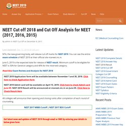 NEET 2018 Cut Off and Previous Year NEET Cut Off (2017, 2016, 2015)