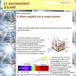 2. Effets négatifs sur le corps humain - Le rayonnement solaire