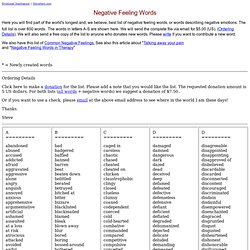 Negative Feeling Words - Long List