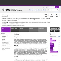 PLOS 28/06/11 Rabies-Related Knowledge and Practices Among Persons At Risk of Bat Exposures in Thailand