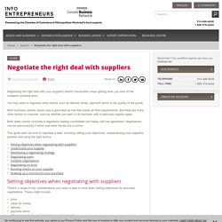 Negotiate the right deal with suppliers