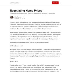 Negotiating Home Prices - by Mike Thornton - Mike’s Newsletter