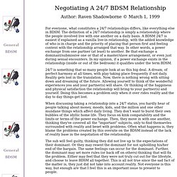 Negotiating A 24/7 BDSM Relationship: Raven Shadowborne