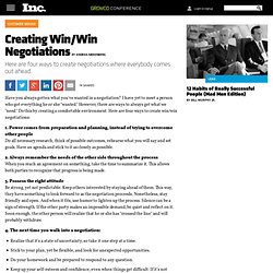 Creating Win/Win Negotiations, Negotiating Article