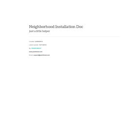 Neighborhood Installation Doc - just a little helper