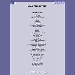 NEON TREES LYRICS - Your Surrender