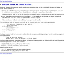 Linux netfilter Hacking HOWTO: Netfilter Hooks for Tunnel Writers