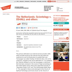The Netherlands: Scientology v. XS4ALL and others