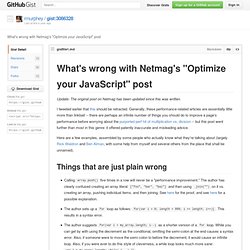 What's wrong with Netmag's "Optimize your JavaScript" post