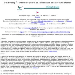 NetScoring : critères de qualité de l'information de santé sur l'Internet
